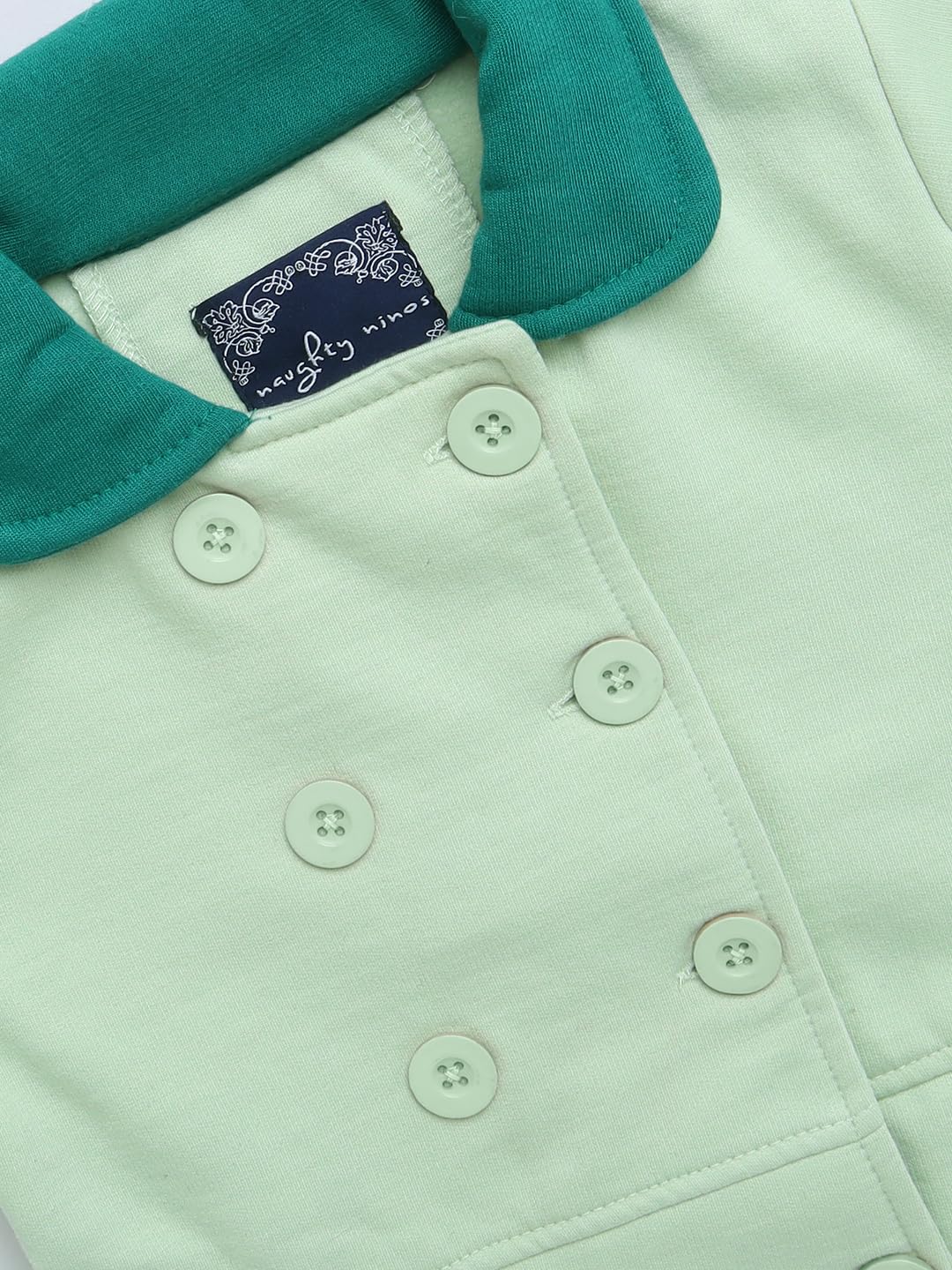 Naughty Ninos Girls Light Green Double Breasted Fleece Pea Coat (MM00173TST_7-8 Years) - Image 4 thumbnail