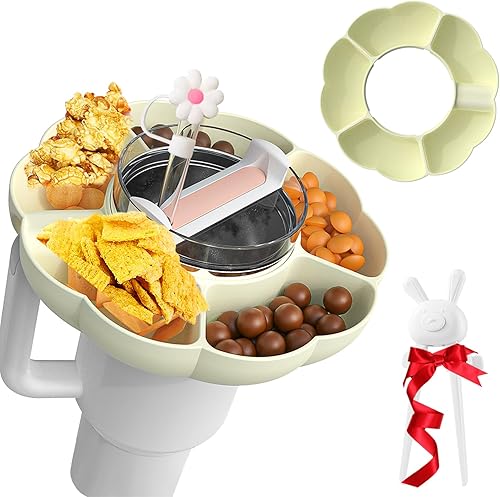 Cuenco de aperitivos para vaso Stanley de 40 onzas con asa, bandeja de aperitivos para Stanley Cup de 40 onzas, anillo reutilizable para aperitivos,