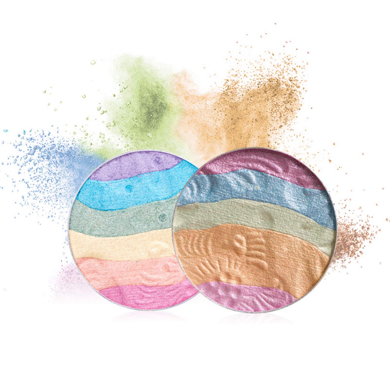 Pro 6 colores 3D horneado arco iris resaltador sombra de ojos paleta de maquillaje de Navidad colorete cosmético brillo polvo contorno kit unicornio rubor 4