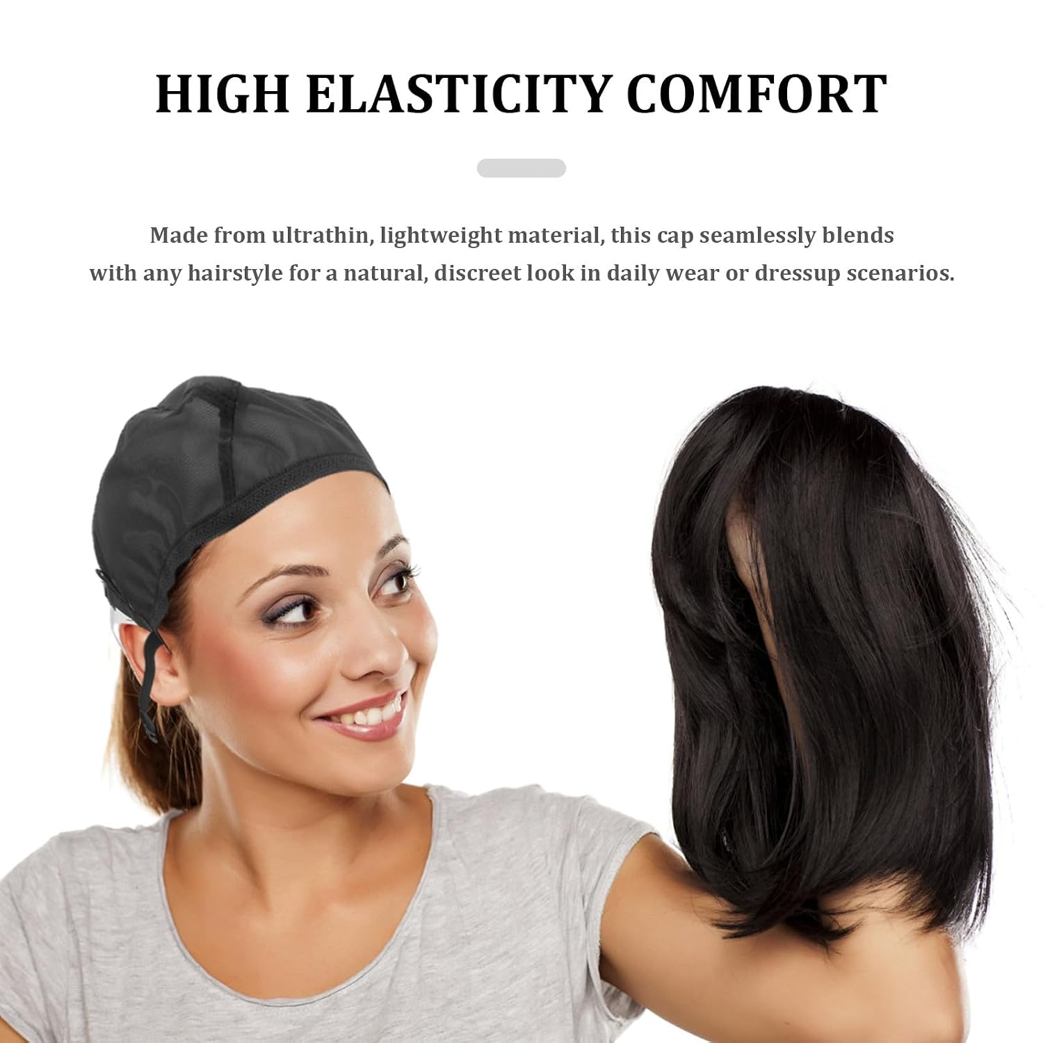 6pcs Elastic Mesh Wig Caps - Black Mesh Dome Caps 9.8x7.1in - Adjustable Wig Accessories - Stretch Hairpiece Wrap For Cosplay Dress-Up