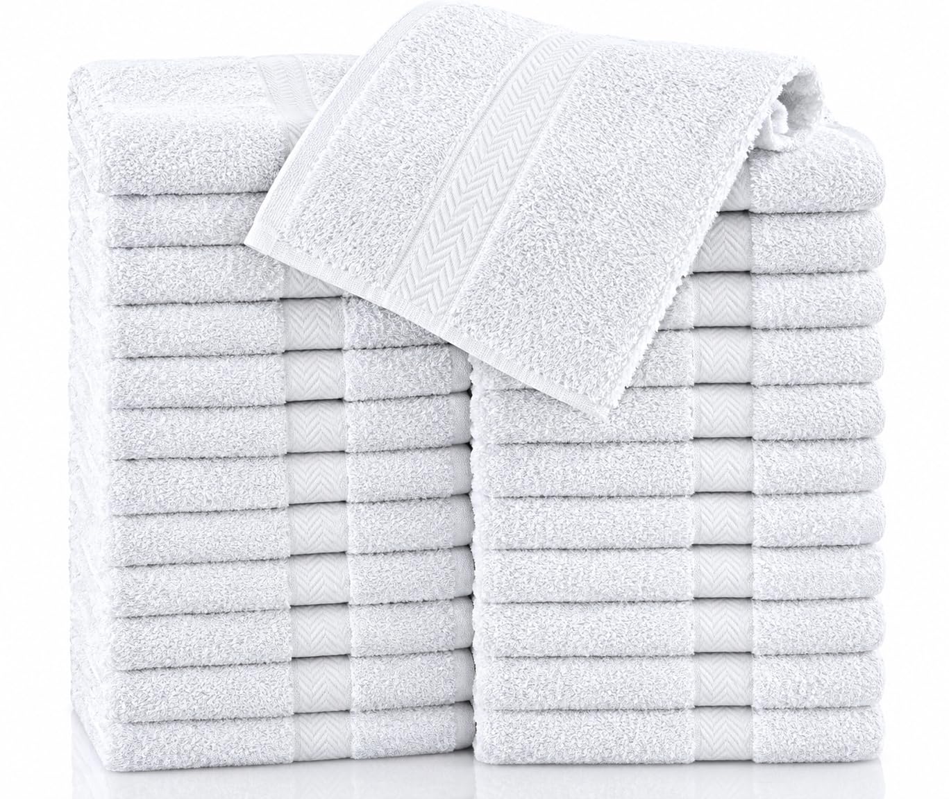 NAUSHA (12-48) X Face Cloths Towels 100% Soft Cotton Flannel & Wash Cloths 600 GSM High Absorbent & Quick Dry Hotel Quality Towels 30 X 30 cm (24, White)