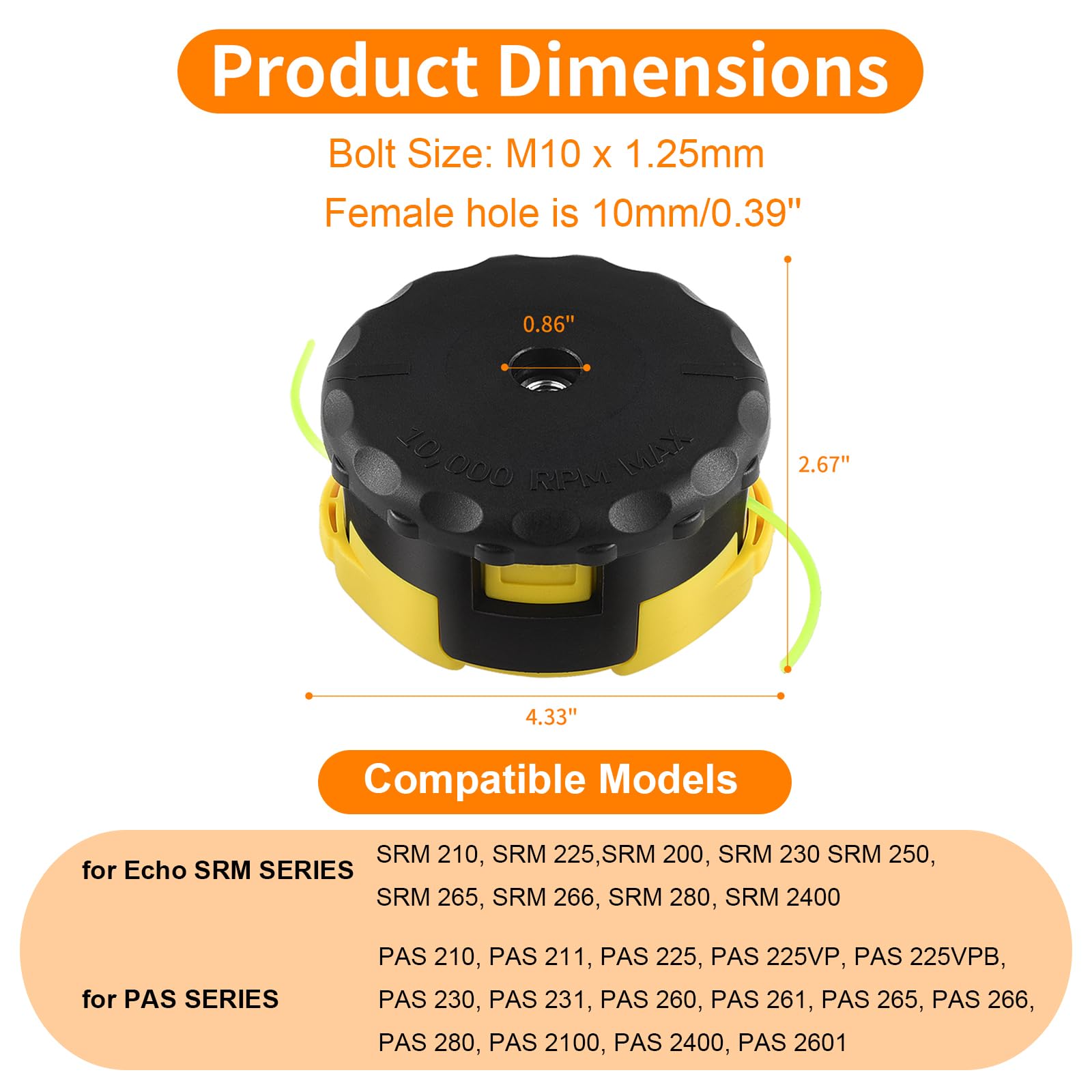 Speed Feed - Testina per decespugliatore Echo 400 SRM-230 SRM225, confezione da 5