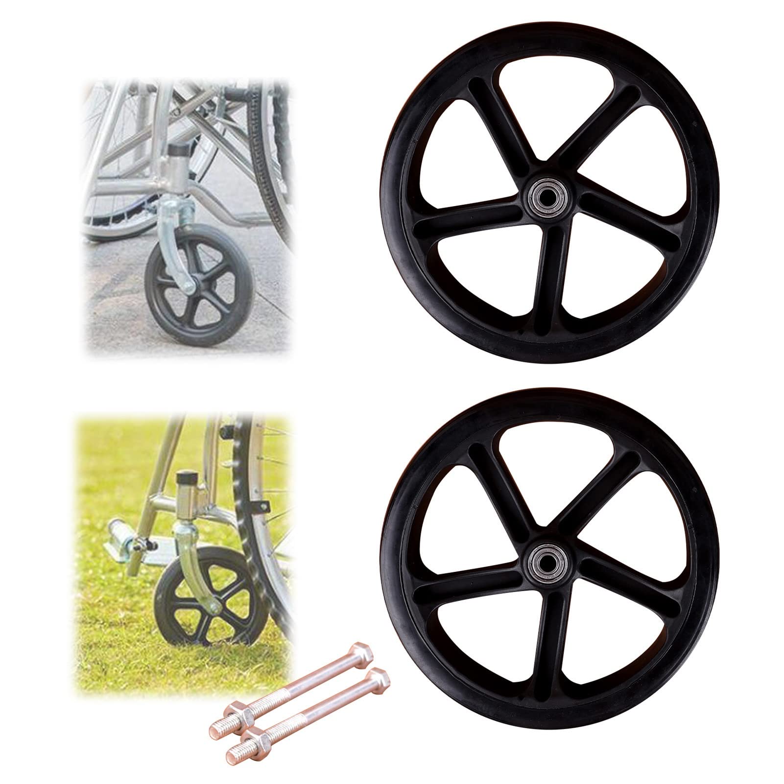 Ruedas de repuesto para silla de ruedas – Neumáticos sólidos no neumáticos, rodamientos de 8 mm, ideal para andador con ruedas, rendimiento duradero y fiable