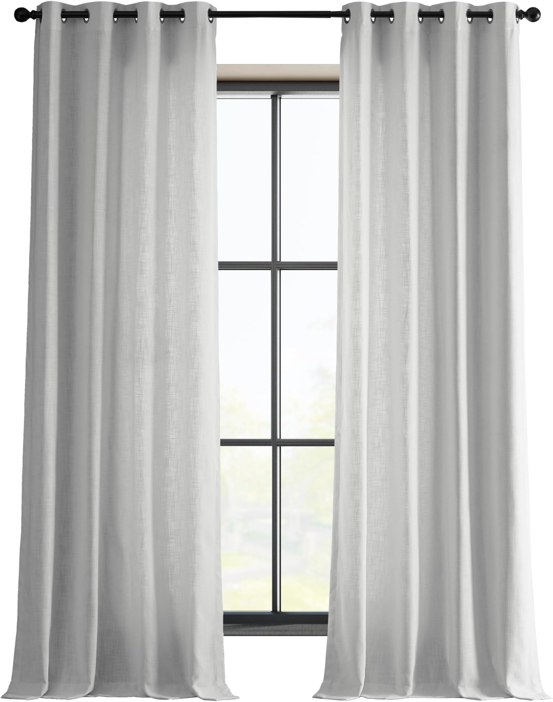 Grommet Heavy Linen Curtains for Living Room 50 X 96 (1 Panel), FHLCH-VET13191-96-GR, Rice White