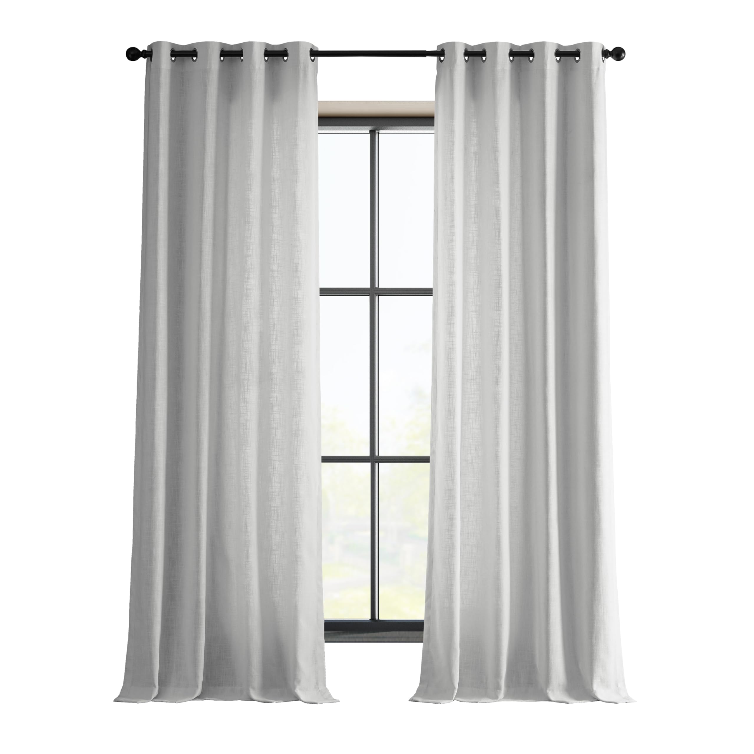 HPD Half Price Drapes Grommet Heavy Linen Curtains for Living Room 50 X 96 (1 Panel), FHLCH-VET13191-96-GR, Rice White