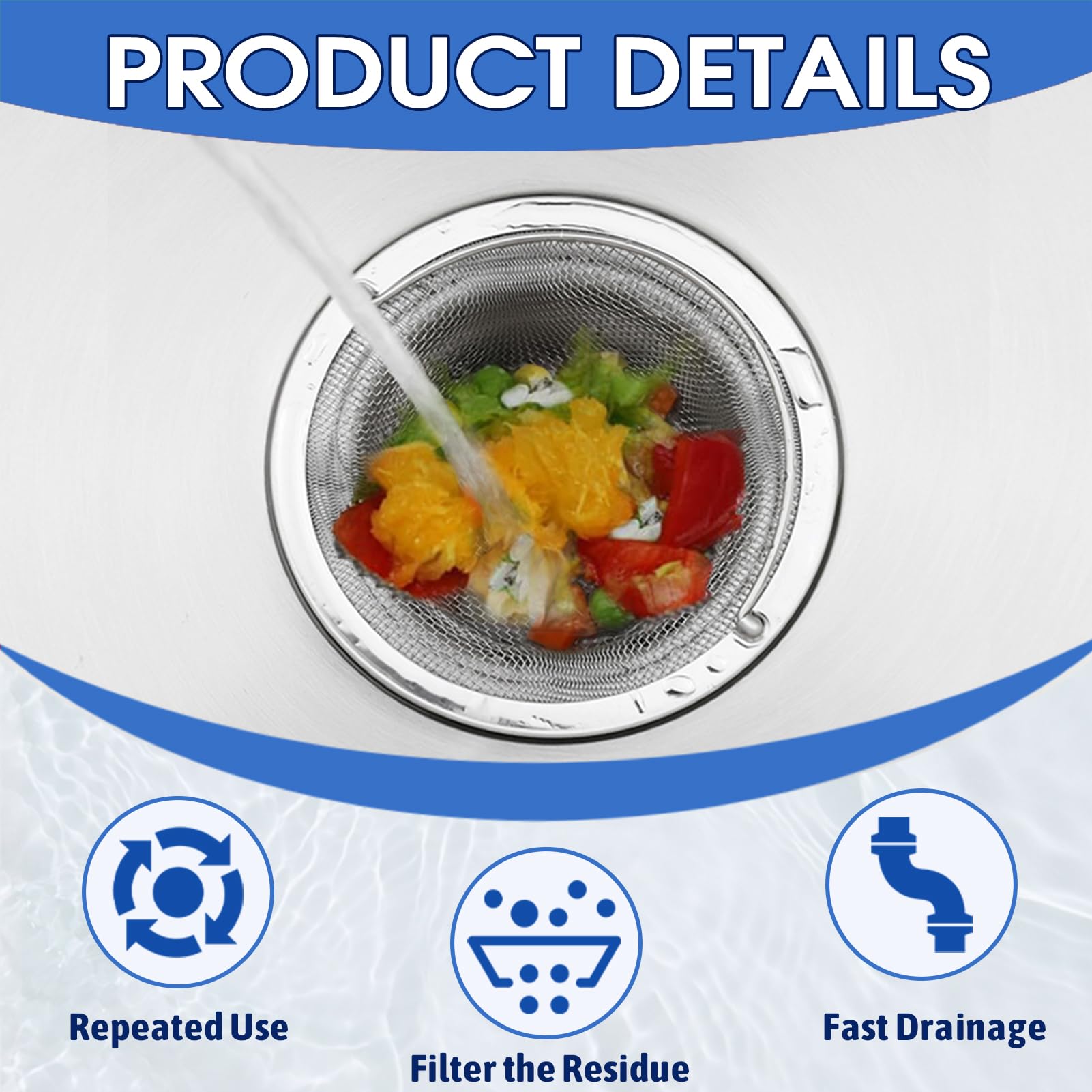 2 Pièces Filtre Évier Cuisine Inox - Grille Crépine 11x7.5cm Avec Poignée Réutilisable Anti-Bouchon Pour Évier Et Lavabo