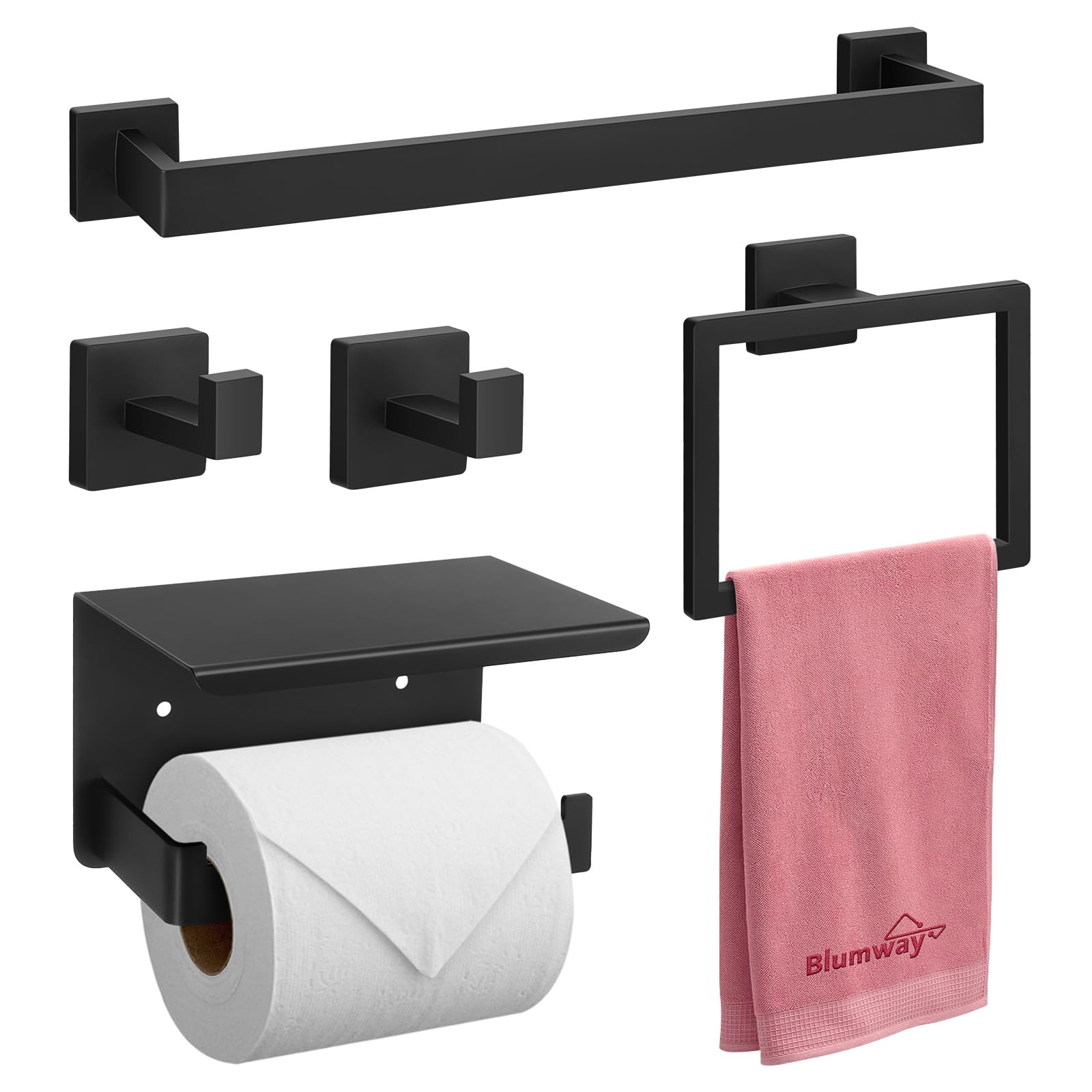 Fixation murale sans rouille grâce au kit accessoire de salle de bain noir mat en acier SUS304