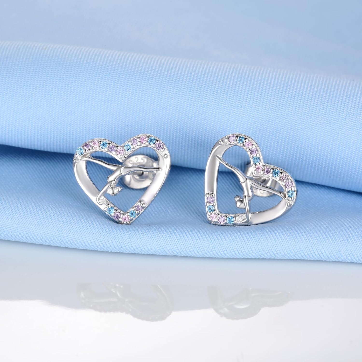 Gymnastics Sport Earrings Stud Sterling Silver Gymnast Team Ballerina Jewelry Gift for Women Birthday Christmas - Image 4