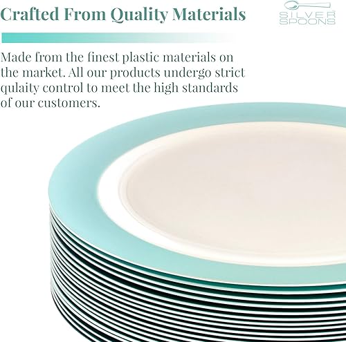 Miniatura 10 de Platos de plástico para baby showers, platos desechables resistentes, aspecto elegante de porcelana fina, colección pastel, rubor (20 unidades,