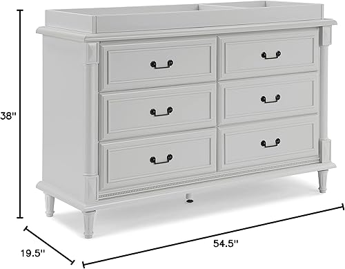 Miniatura 8 de Simmons Kids Juliette - Cómoda de 6 cajones con tapa cambiante certificado Greenguard Gold gris Moonstruck Bianca Blanco, Gris (Moonstruck Grey)