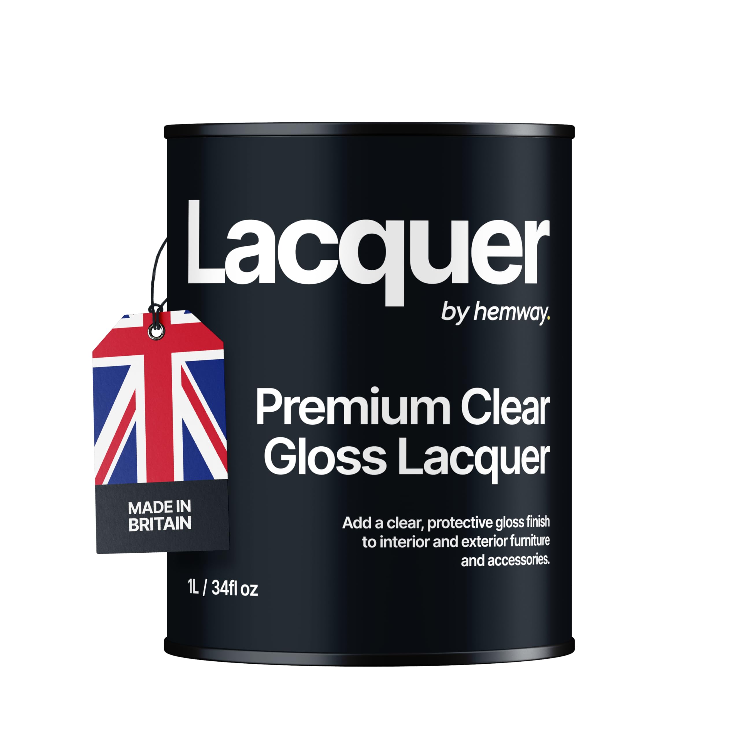 Hemway - Premium Clear Gloss Protective Lacquer Paint 1 L | Multi-Surface Sealant for Interior & Exterior Furniture & Surfaces | Waterproof & Weatherproof, Fast-Drying Top Coat