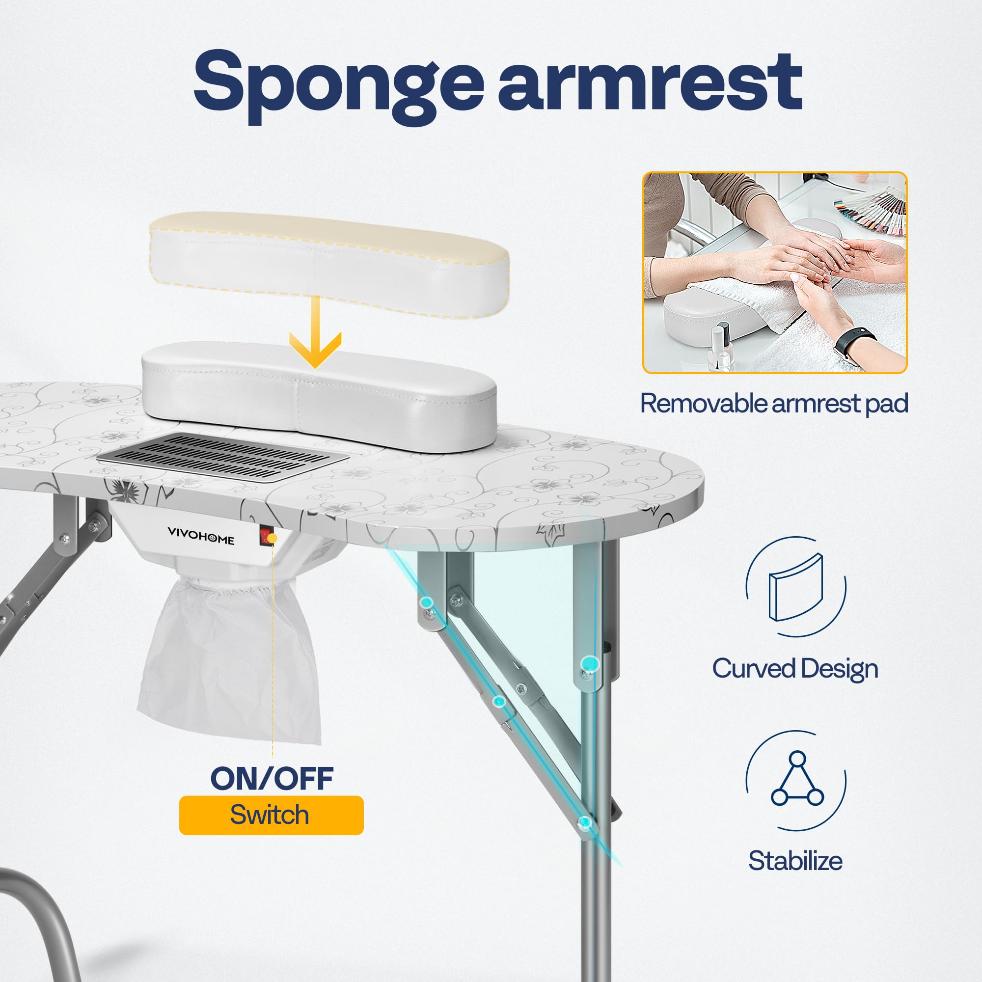 Amazon.com: VIVOHOME Portable Manicure Nail Table on Wheels