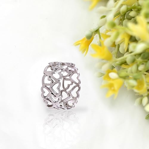 Miniatura 4 de SILVESTO INDIA Spinner Ring Sterling Silver Ring for Women Filigree Ring Meditation Wide Band Anxiety Worry Fidget Ring Unique Silver Rings (8.5)