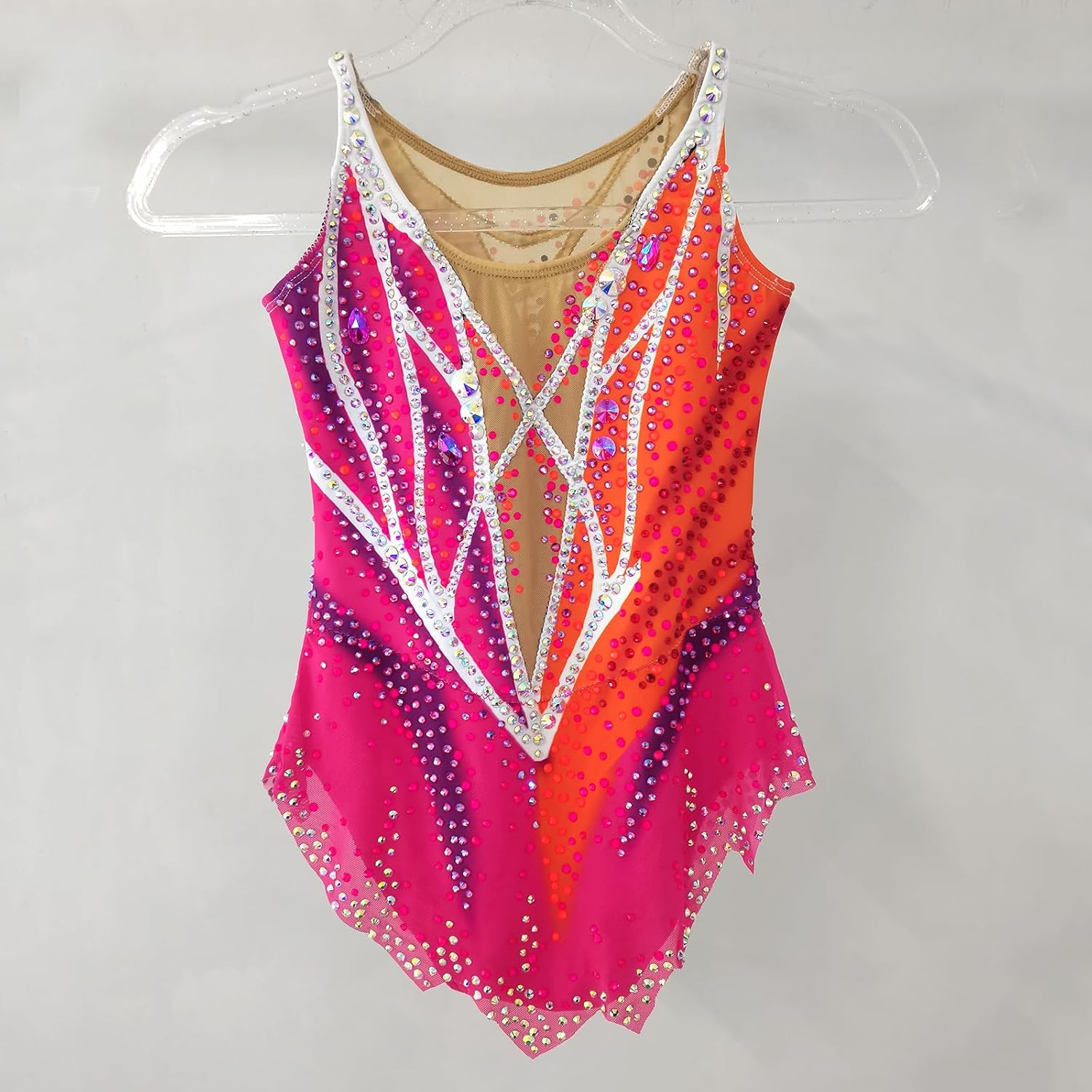 Girls' Pink Sleeveless Artistic Gymnastics Dress Professional Customized Competition Costume