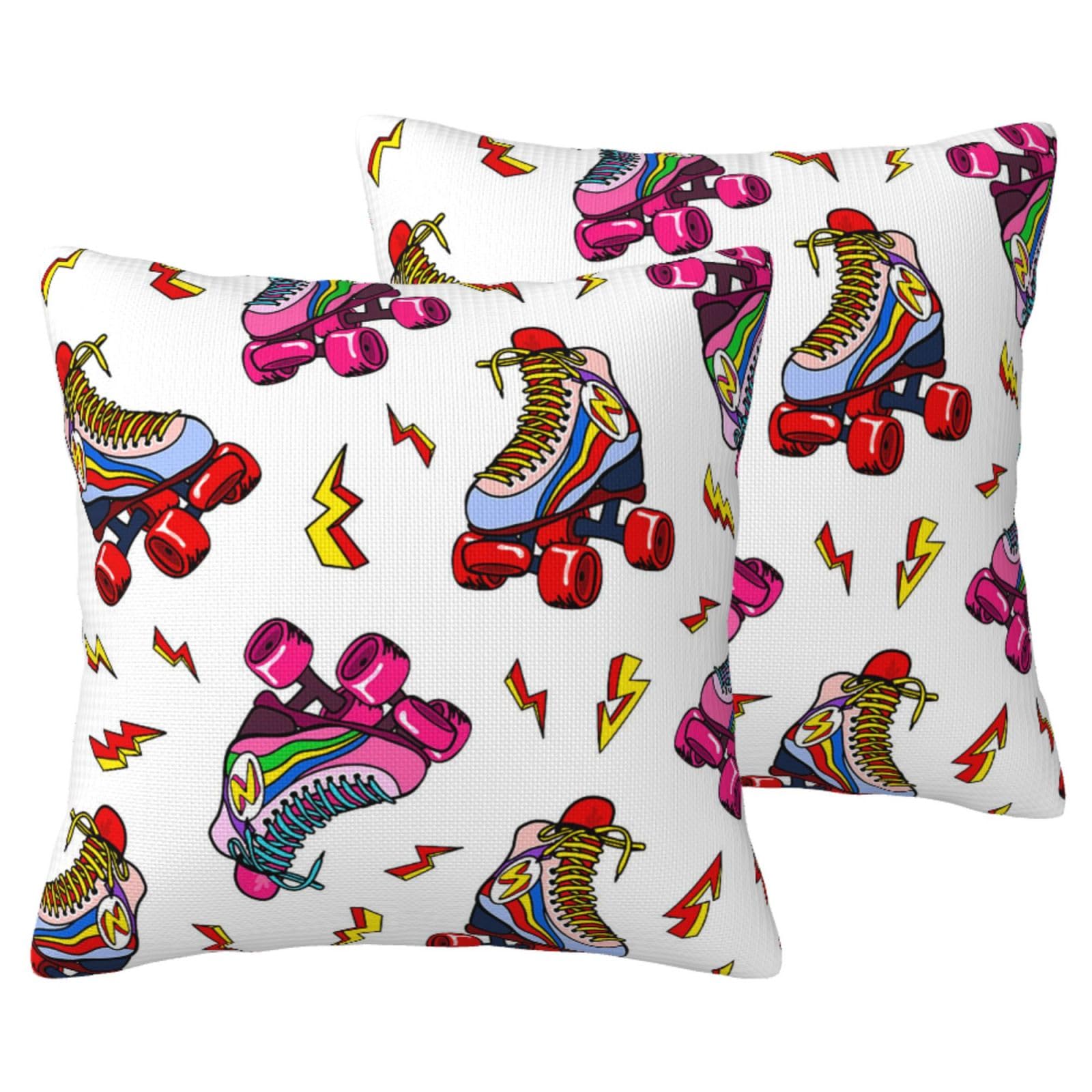 Housses de coussin patins à roulettes pour un salon rétro et coloré