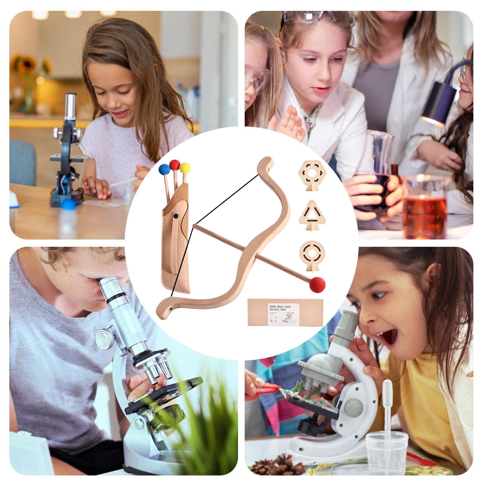 Arc pour – Jouet de Lancement en Bois avec 3 cibles | Arc débutant pour garçons, Filles de 4 à 8 Ans, Jeu, Sport, Jeu, activité intérieure et extérieure, Pratique dans Le Jardin, Jouet