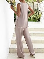 Vista 2 de Verdusa Conjunto de 2 piezas de camiseta sin mangas dividida y pantalón suelto para mujer