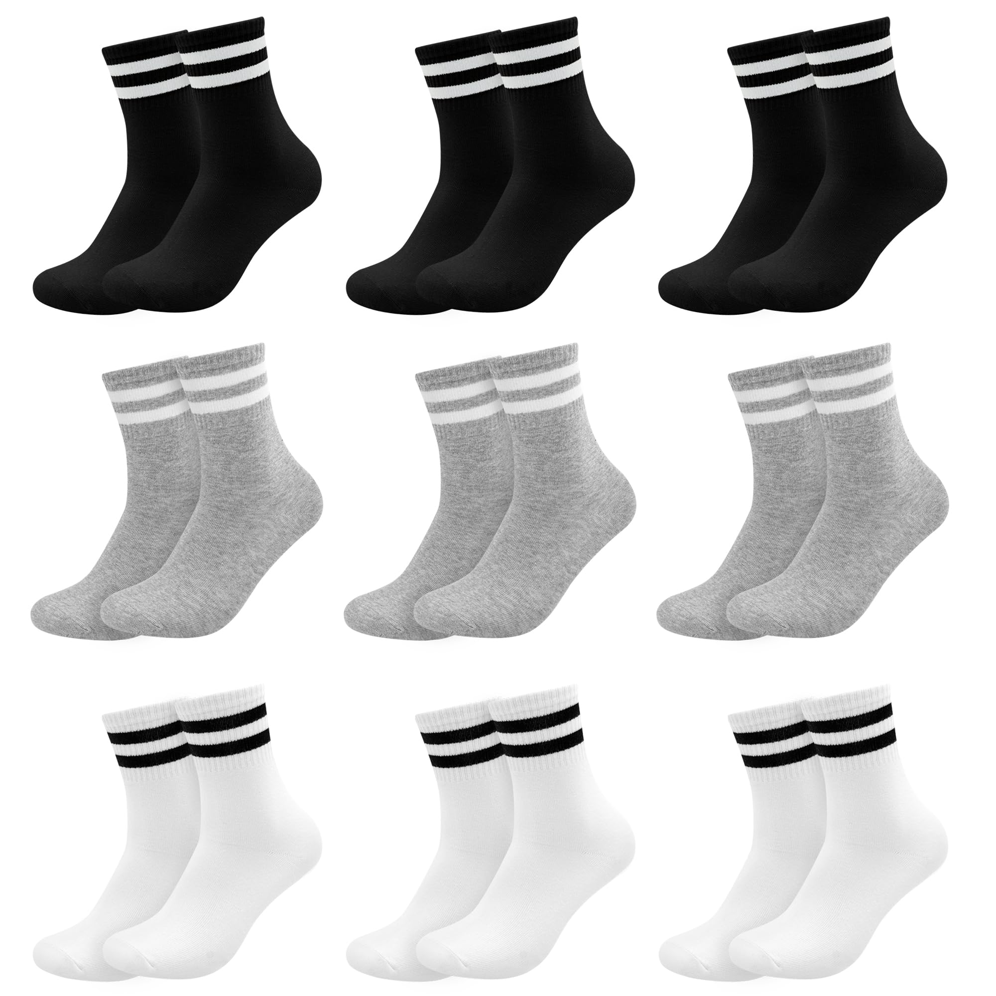 Uizuooy Socken Kinder Sportsocken Jungen Mädchen Kindersocken 9 Paar | Baumwolle Tennissocken Kinder,Socken Kinder,Fussballsocken Kinder,Weich und Atmungsaktiv,Schulkind Kindersocken,31-42
