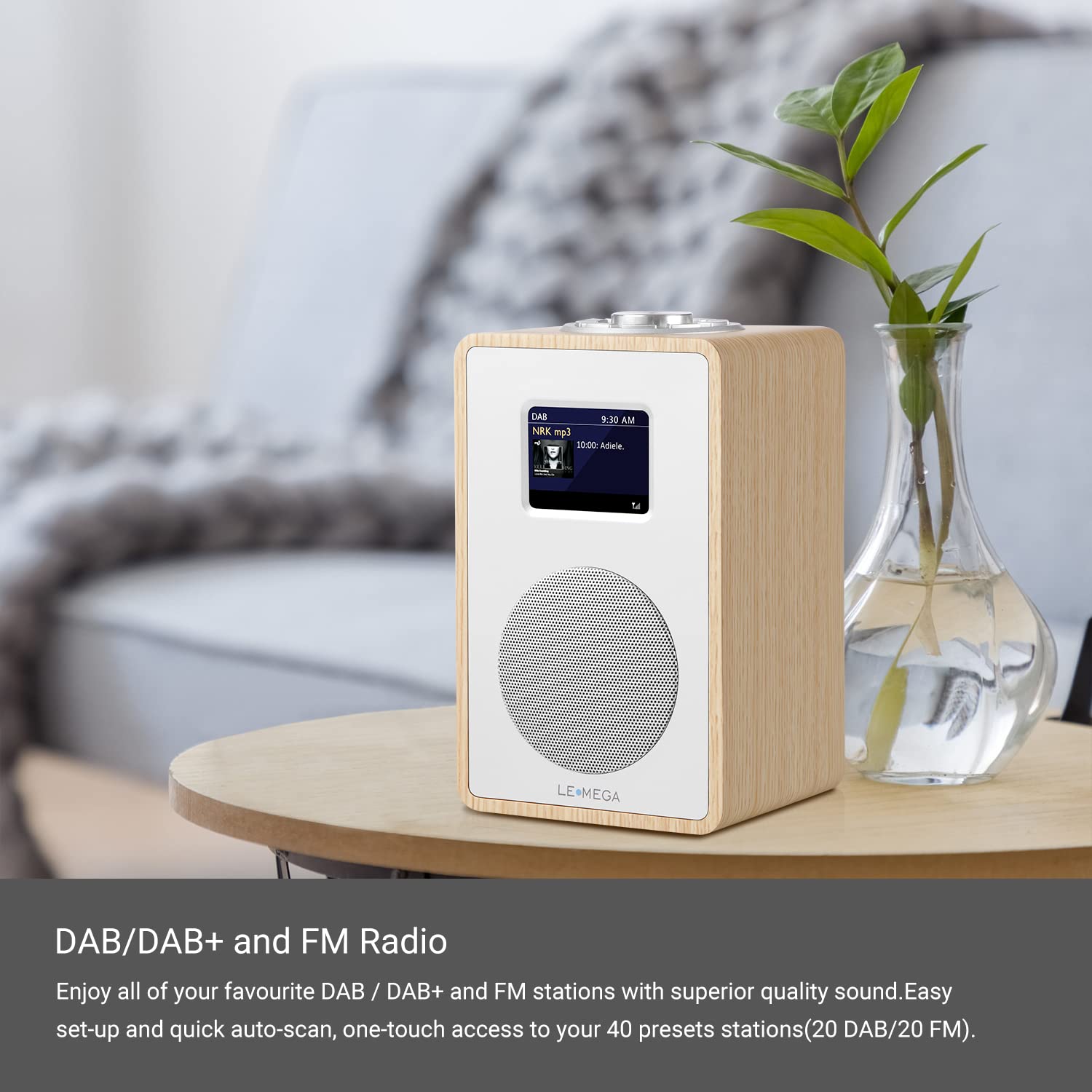 LEMEGA Radio digitale CR4 DAB/DAB+ FM Bluetooth, doppia sveglia, timer, display a colori, bianco