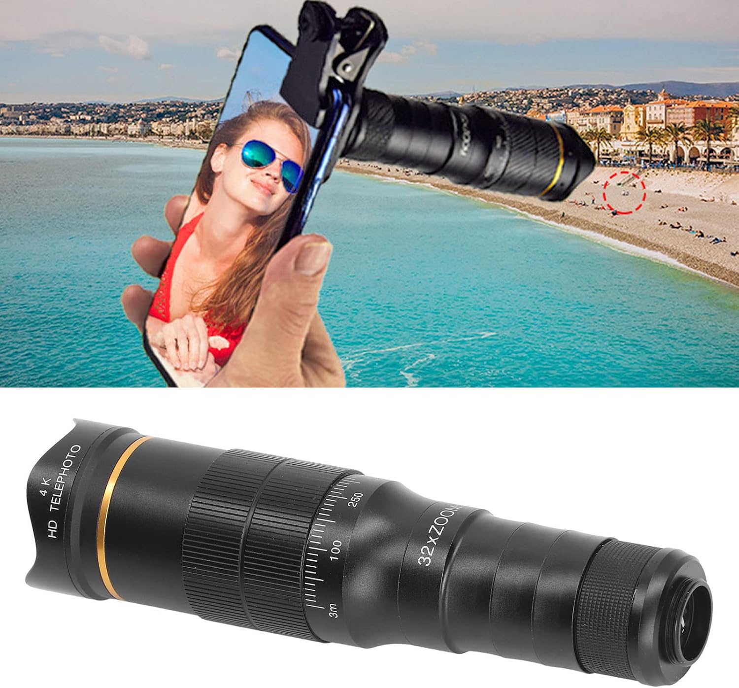 Multi Portable Cell Phone Camera Lens, 0. Ultra Wide Angle, 198 Degrees Fisheye Lens, Dual Adjustable Eyepiece System Camera Lens for Competition, Concerts, Travel, News