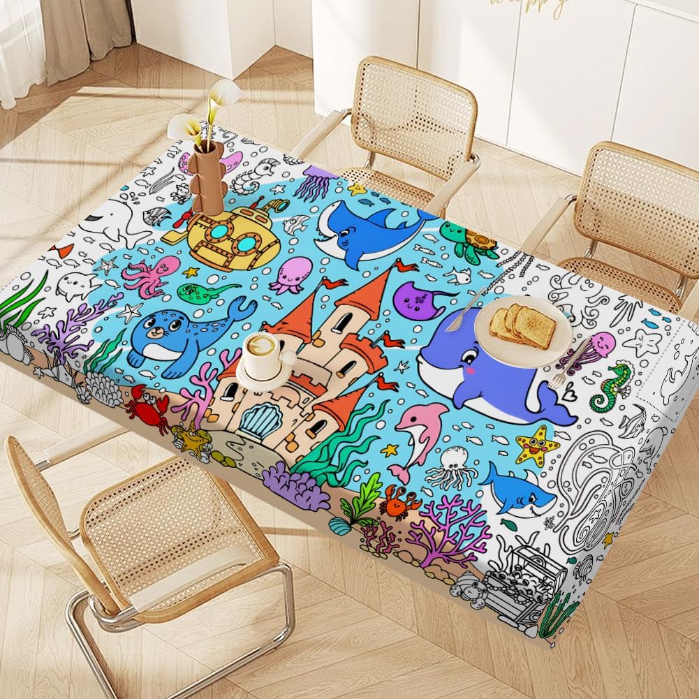 Coloring Tablecloth, 183 x 76 cm Paper Tablecloth for Painting, Giant Poster Colouring, Creative DIY Drawing Activity for Christmas Party Decoration, Children's Activity, School-Pastar C
