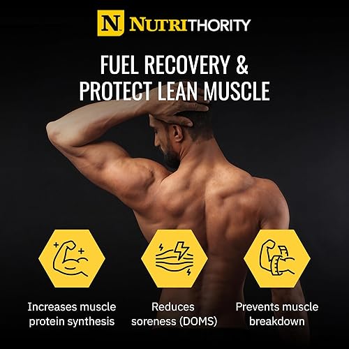 Vista 5 de Nutrithority Amino Factor - BCAA instantáneos, goma chorreante, 30 porciones, aminoácidos de cadena ramificada sin azúcar, bebida intra y después