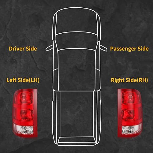 Miniatura 8 de Conjunto de luz trasera compatible con GMC Sierra 1500 2500HD 3500HD 2007-2013 estilo fábrica, luces traseras de repuesto para camioneta, lado del