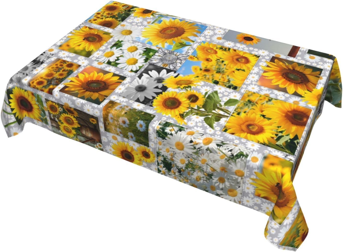 Rectangle Waterproof Tablecloths, Rectangle Washable Table Covers for Indoor Outdoor Dining Table Holiday, 60x102Inch, Sunflower