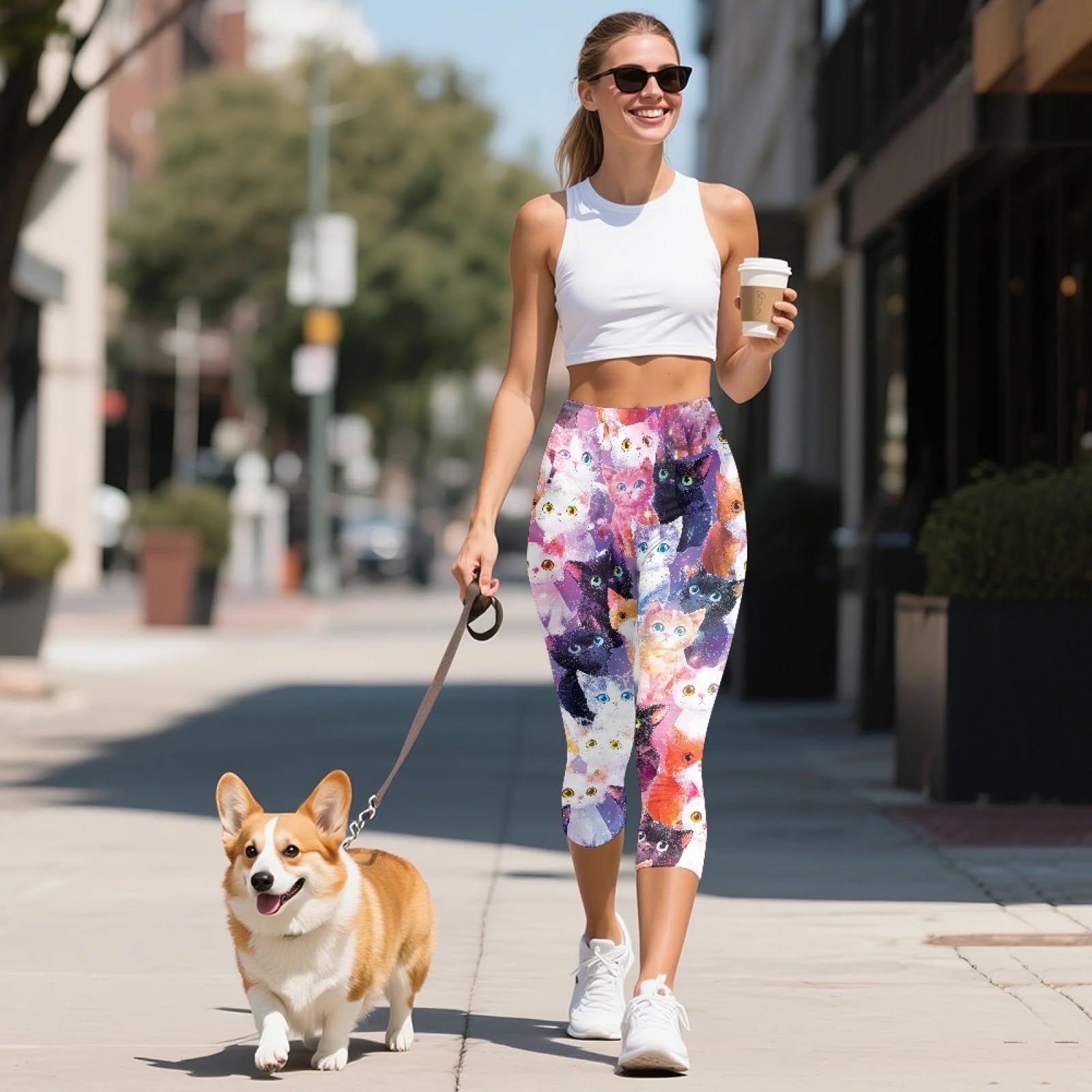 Amzbeauty Legging capri taille haute pour femme pour contrôle du ventre, longueur 3/4 pour le sport, l'entraînement, la gym, la course à pied, le yoga