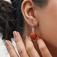 Vista 4 de Gempires Natural Heart Crystals Earring, Heart Gemstone, Energy Healing Crystals, Birthday, Gift for Her, Gemstone Jewelry Yaxaite