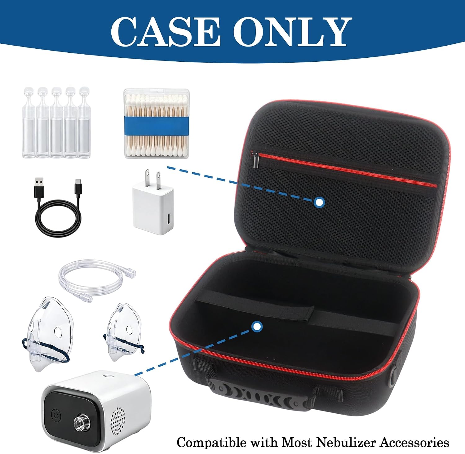 Klmnop Hard Case for Smart Nebulizer with Mesh Pocket and Shoulder Strap image 5