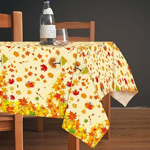 Miniatura 4 de 3 manteles de otoño, cubierta de mesa de Acción de Gracias, decoración de fiesta de cumpleaños con temática de arce, calabaza y hoja de arce,