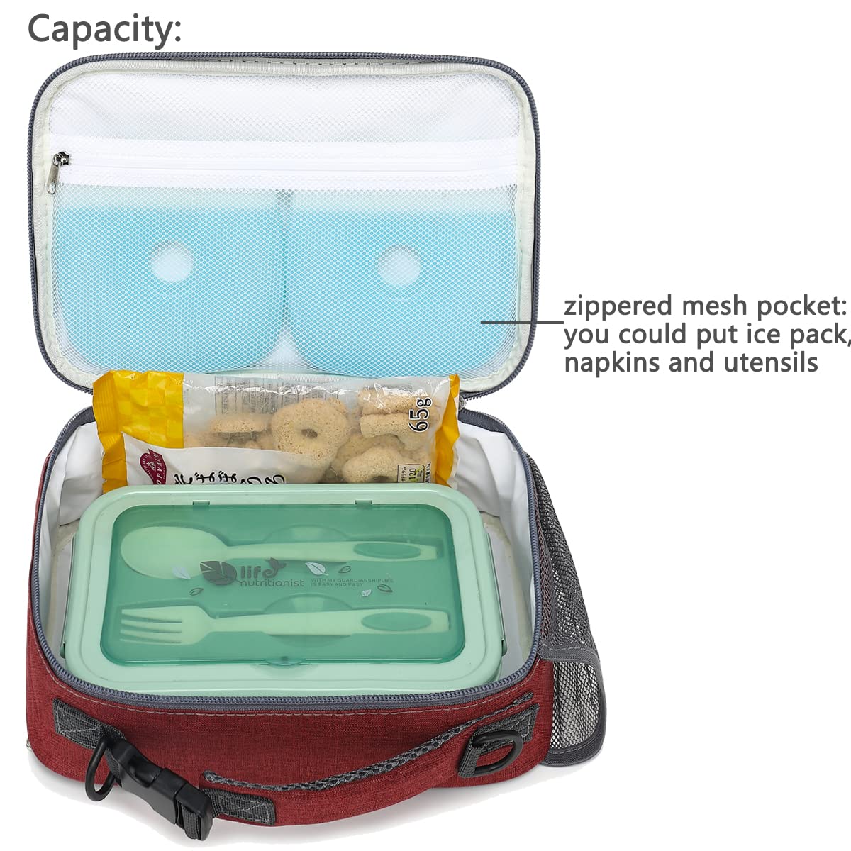FlowFly Kinder-Lunchtasche – Isolierte Schul-Lunchbox Mit Schultergurt, Wasserabweisend, Schwarz