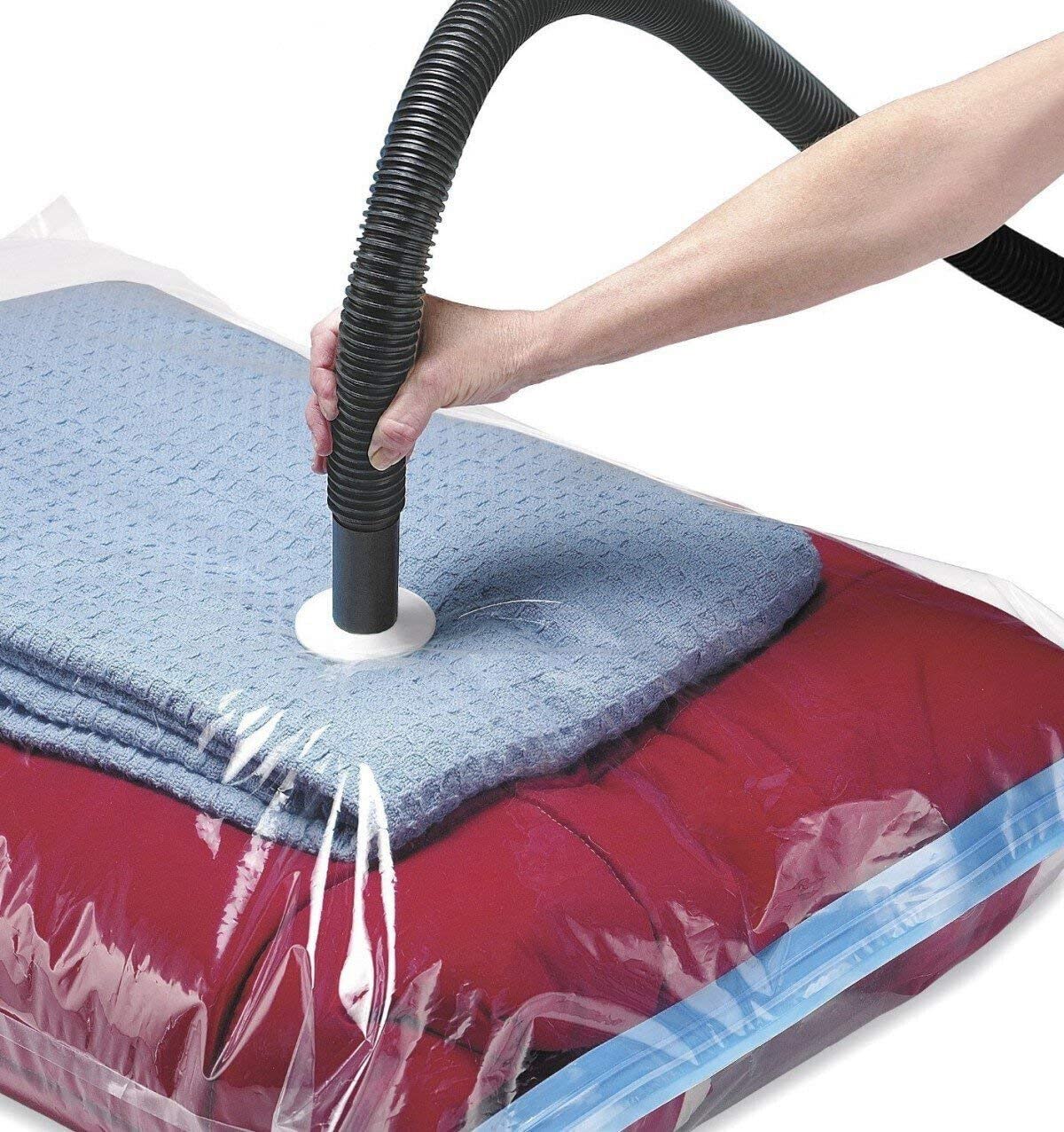 ADEPTNA MaxVac Pack of 4 Vacuum Storage Bags for Duvets Blankets Bed Sheets Clothes – Multi pack 80% More Storage – Airtight Waterproof Reusable Bags Triple Seal Turbo valve and Double Zip Lock