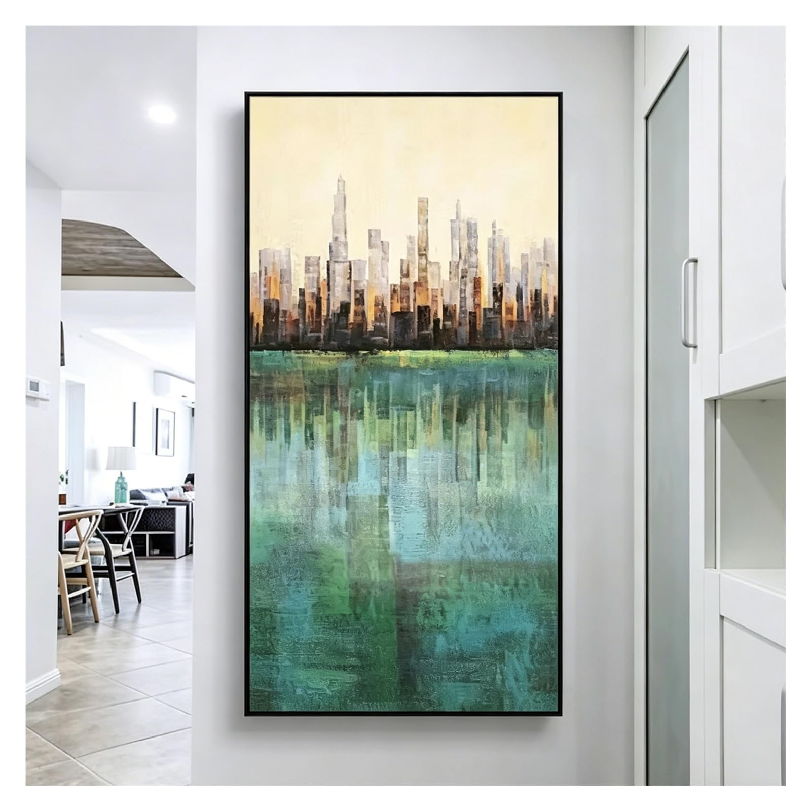 Tapa Cuadro Electrico,Cuadro para Tapar Cuadro Electrico,Flip Oculto,Pintura Decorativa Caja Contadores Tapar Cuadro, Ideal para Entrada, Pasillo O Salón(Black-F,60X120cm/23.6X47.3in)