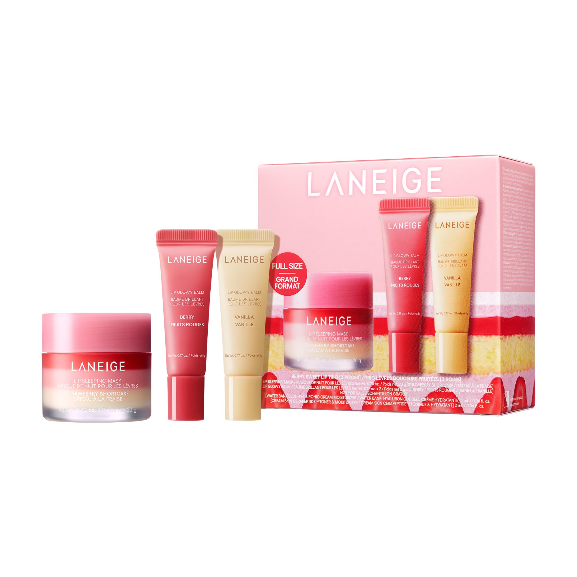 Laneige Berry Sweet Lip Trio Set | Lip Sleeping Mask Strawberry Shortcake & Mini Lip Glowy Balms in Berry & Vanilla : Amazon.ca: Beauty & Personal Care
