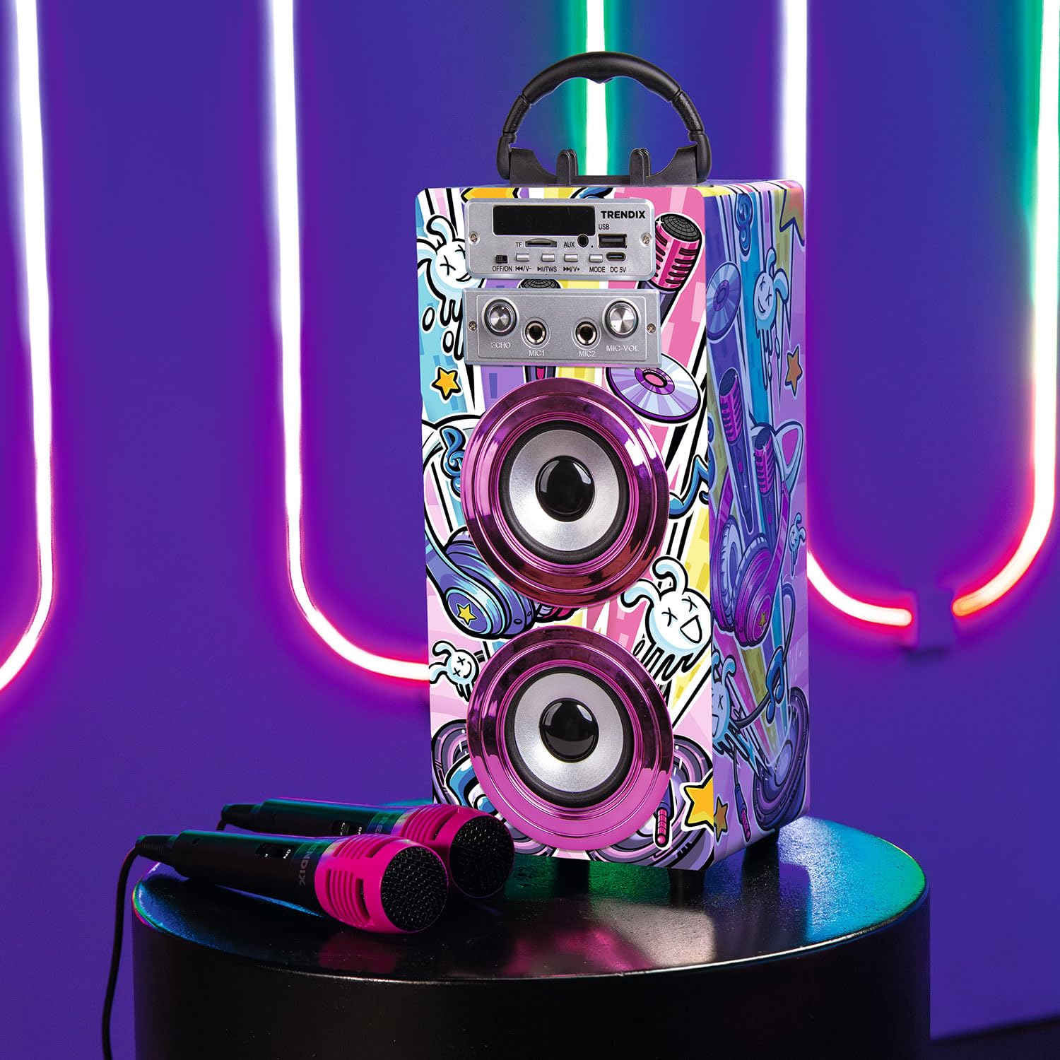 Trendix - Karaoke Party Edition | Enceinte Karaoke | Karaoké Enfant 2 Microphones | Karaoke Enfant Fille Complet | Enceinte Karaoké avec Micro | Cadeau Fille