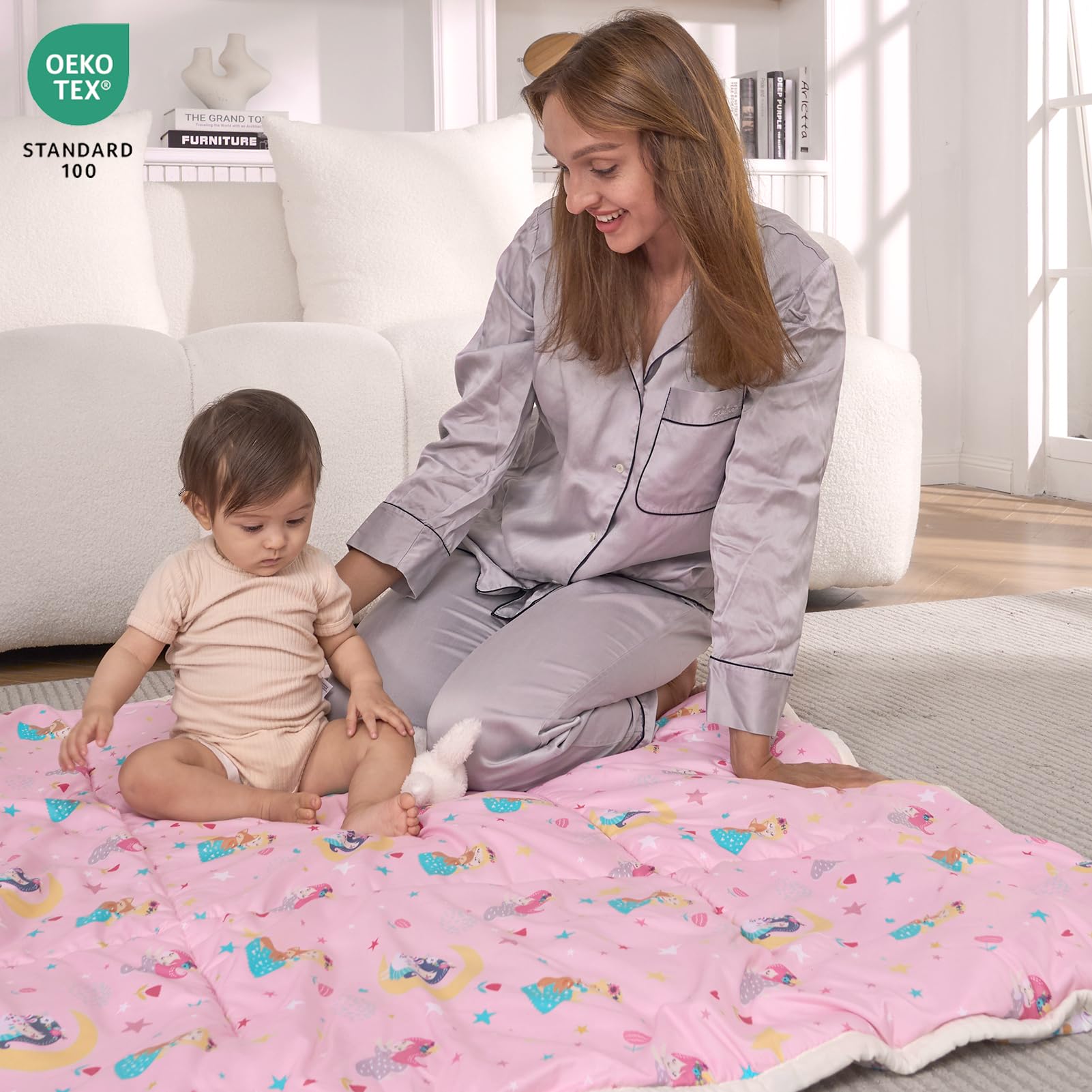 Plushii 50x50 playpen mat Thick Play mat for Baby Girl Soft Cushioned Play Pen for Babies Play & Tummy Time, Machine Washable Moon Fairy