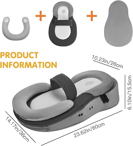 Miniatura 2 de Almohada de alimentación infantil Almohada de lactancia cómoda almohada de alimentación para bebés y meses (gris-1, talla única)