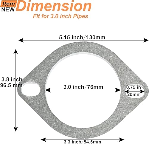 Miniatura 2 de Slmnliras Kit de conexión de brida de escape de 2 pernos de 3 pulgadas2.992 in, brida de escape y junta de escape con pernos y tuercas para tubo de