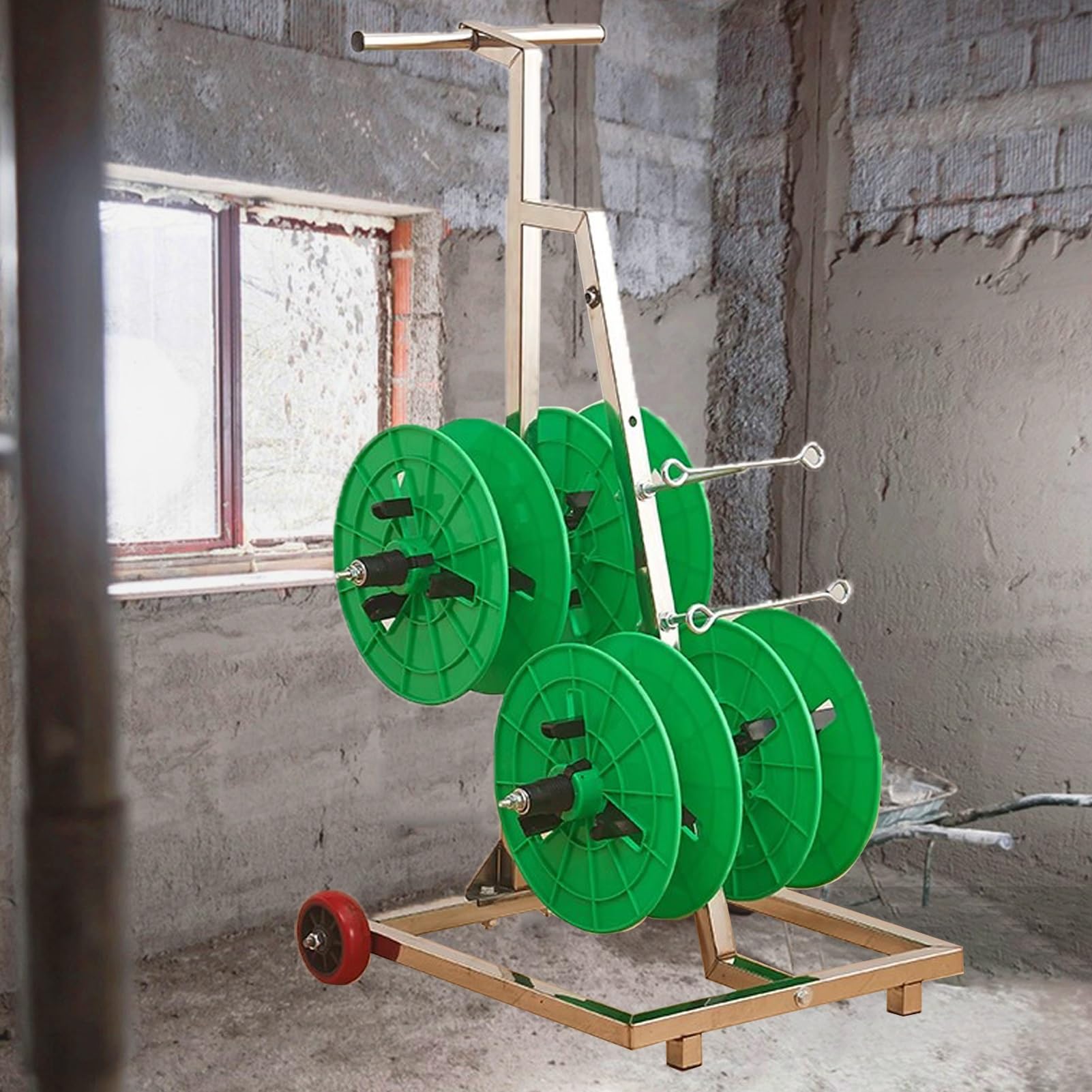 Soporte de husillo para cables de acero inoxidable con ruedas industriales robustas