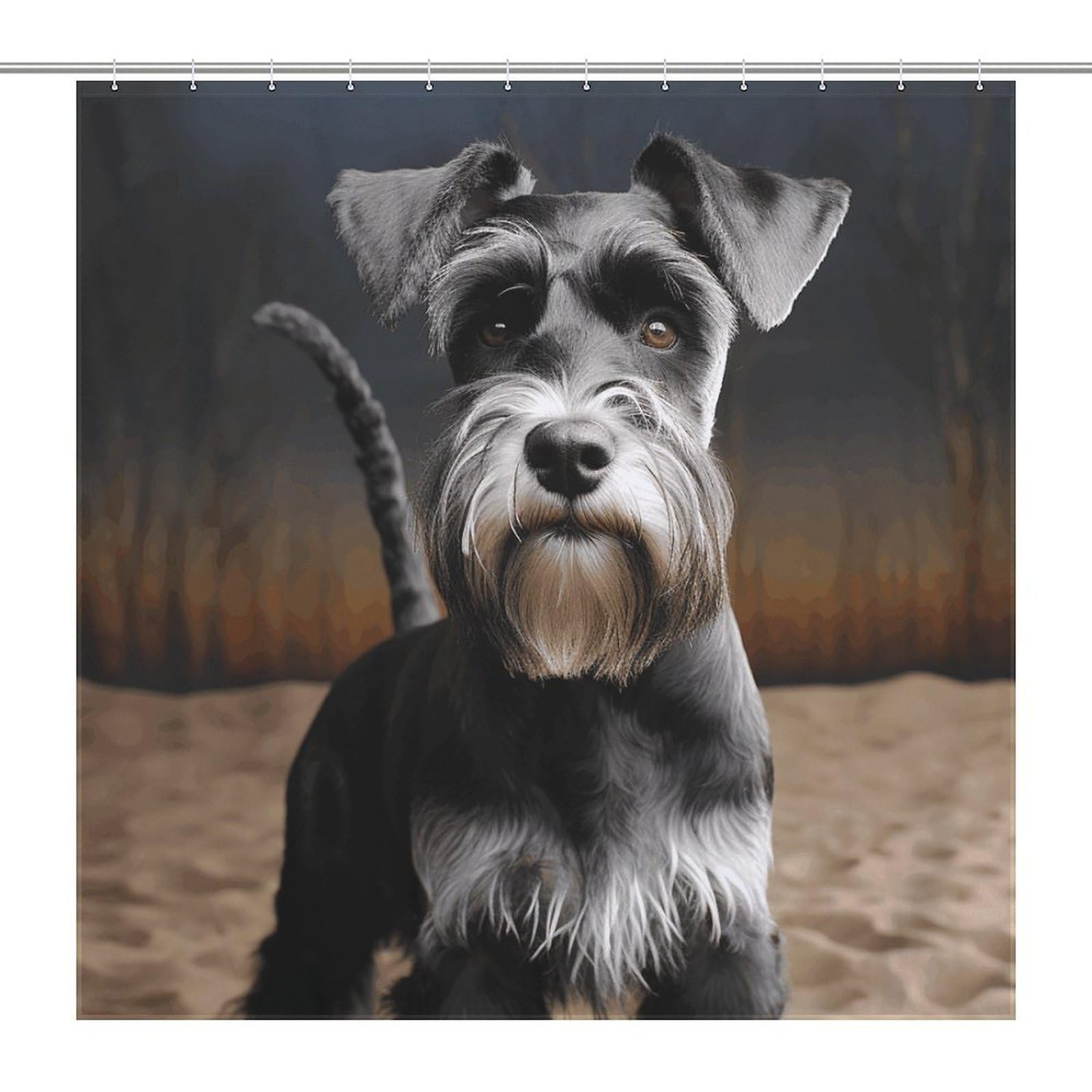 Rideau de douche Schnauzer en polyester imperméable pour baignoire de salle de bain 183x183 cm