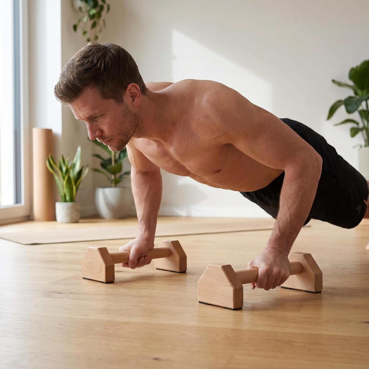 Parallettes Bars – Wooden Calisthenics Push Up Stands | Handstand Blocks & Push Up Handles for Floor, Calisthenics Equipment for Home Gym, Parallel Bars for Strength & Dips