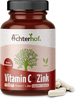 Vitamin-C + Zink 120 Kapseln | hochdosiert mit 310mg Vitamin-C und 10mg Zink | mit natürlichem Vitamin-C aus der Hagebutte...