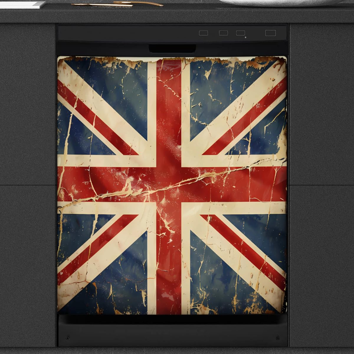 Dishwasher Magnet Cover Retro UK British England Flag Reusable Dishwasher Magnetic Cover Sticker Decorative Dish Washer Door Cover Panel for Home Kitcen Appliance