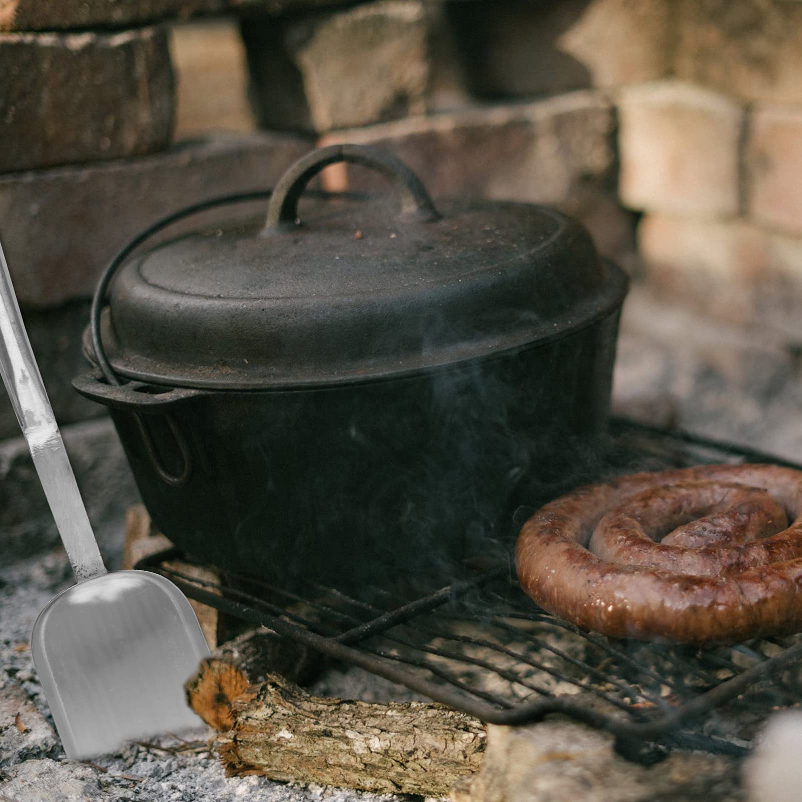 Kohlenschaufel 1 Stück aus Chromstahl, Silber, für Bbq