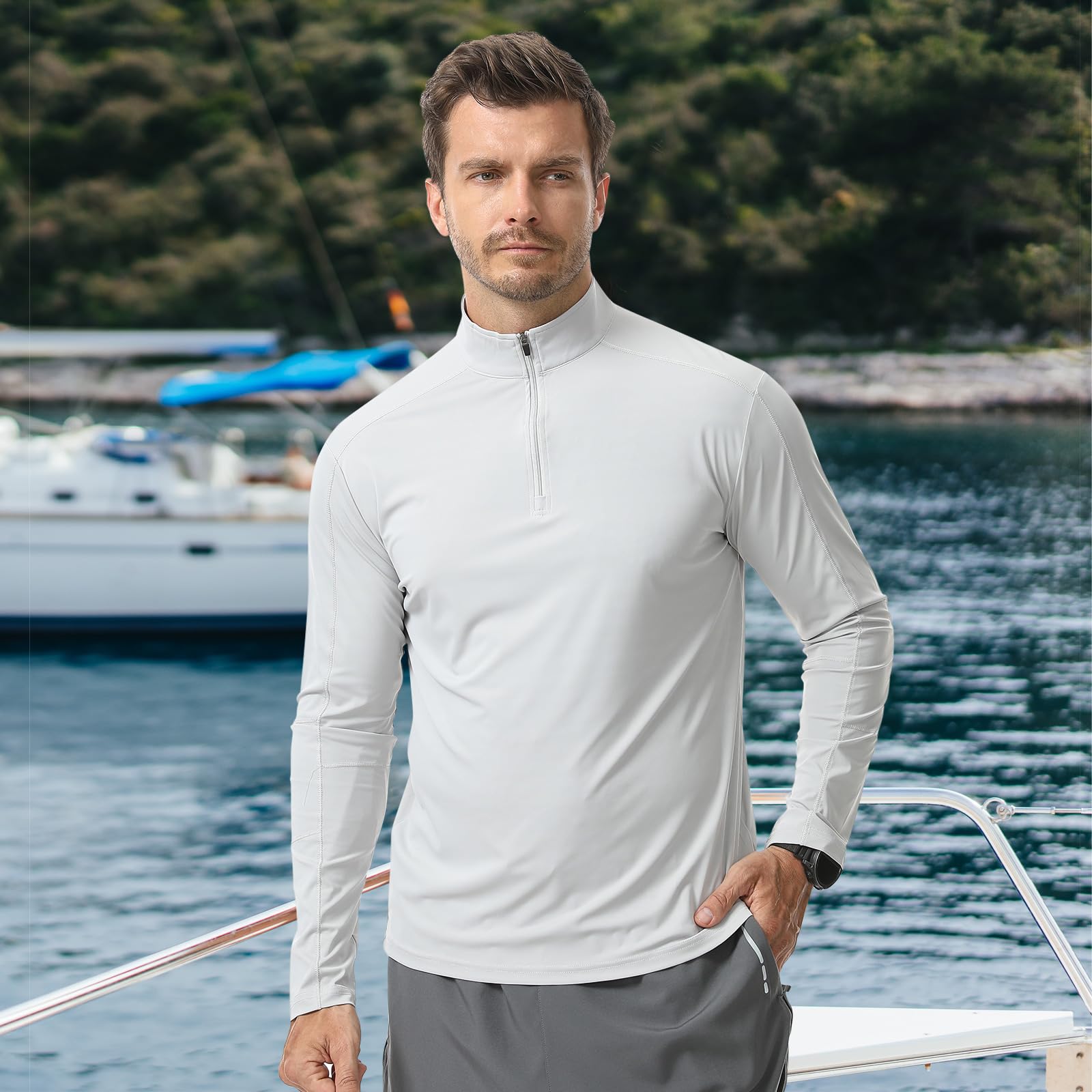 Camiseta Protección Solar UPF 50+ Secado Rápido Deportes Acuáticos Surf Natación Hombre