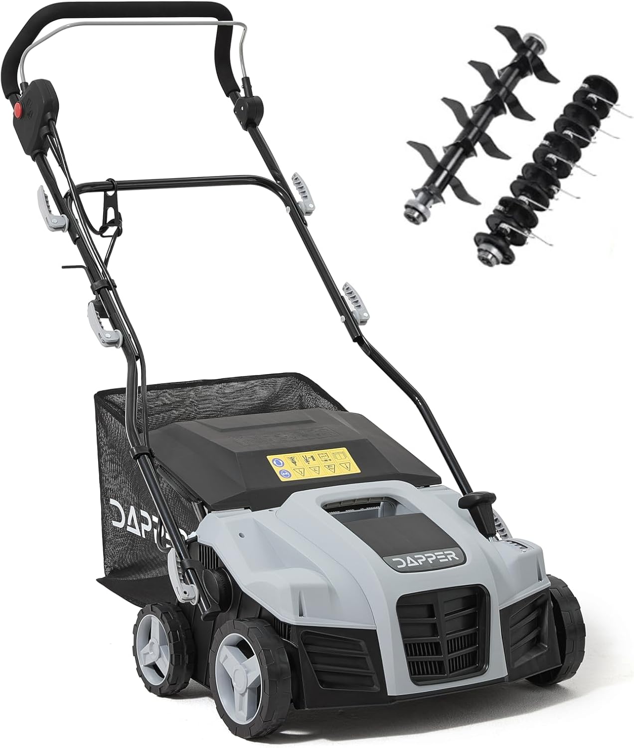 16-Inch 2-in-1 Electric Dethatcher and Scarifier Lawn Dethatcher with 14.5-Gallon Removable Thatch Collection Bag, 5-Position Depth Adjustment, 15.5 Amp, Quick-Fold, Keeps Lawn Healthy