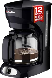Mueller 12-Cup Drip Coffee Maker with Borosilicate Glass Carafe, Reusable Filter, 2-Hour Auto Shut-Off & Keep Warm