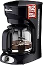 Mueller 12-Cup Drip Coffee Maker - Borosilicate Carafe, Auto-Off, Reusable Filter, Anti-Drip, Keep-Warm Function, Clear Water Level Window Coffee Machine, Kitchen Essentials & Accessories